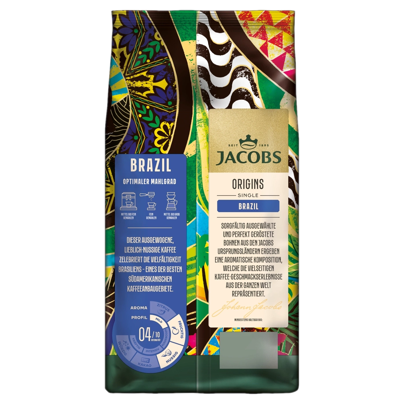 Jacobs Origins Single Brazil Kaffee mit Aroma Profil.