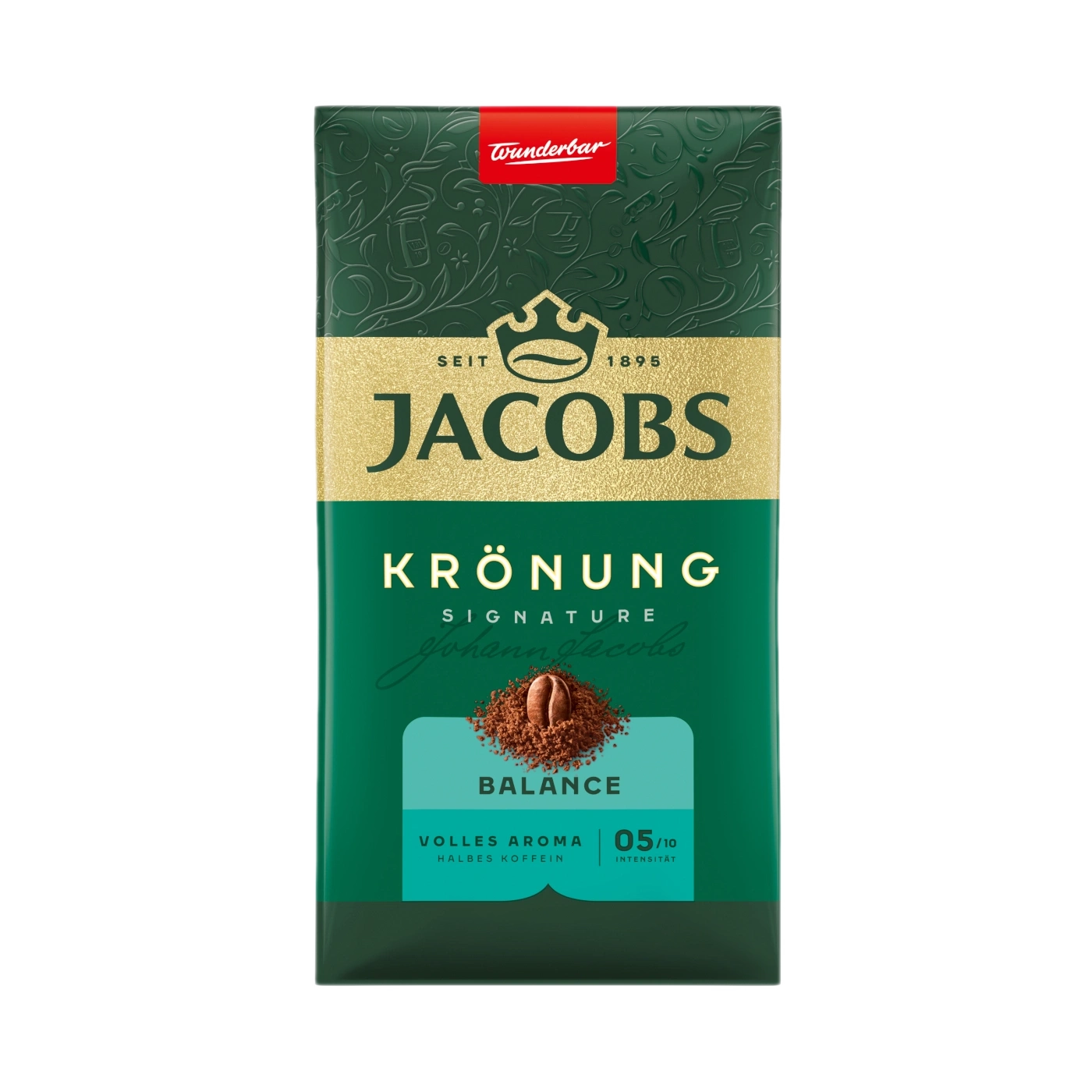 Jacob's Krönung Kaffee Balance Packung mit Kaffeebohnen und Kaffeepulver