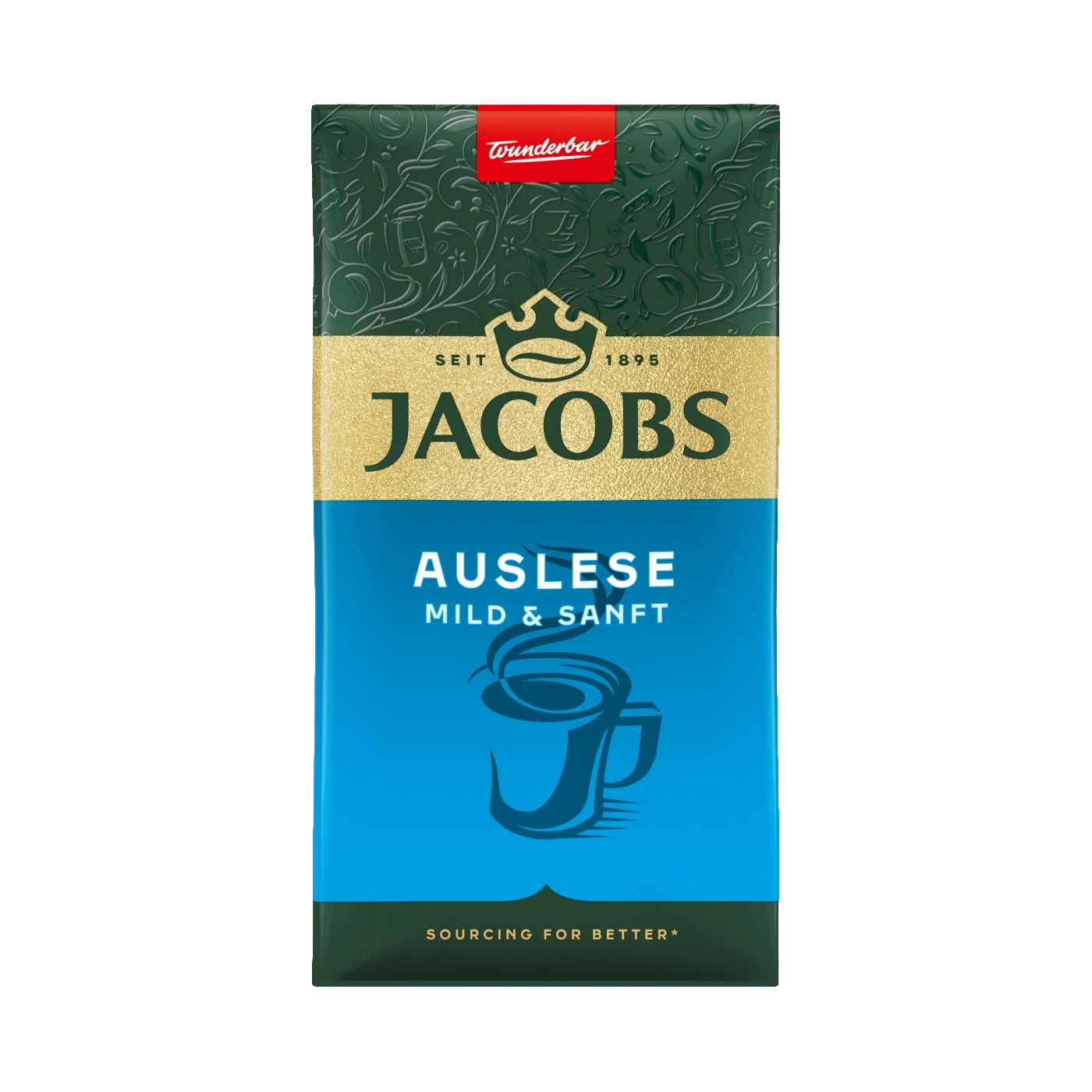 Jacobs Kaffee Auslese, mild & sanft, Kaffeepackung, blau und gold