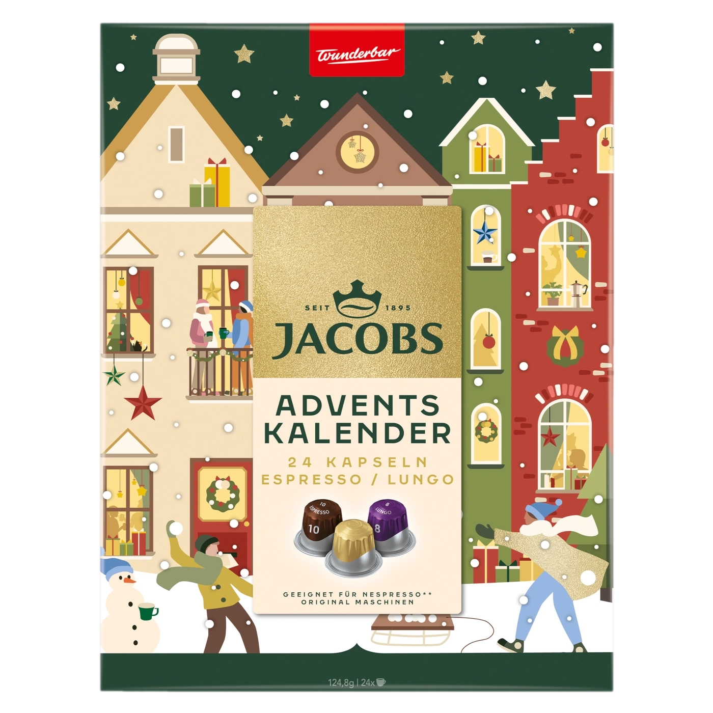 Jacobs Adventskalender mit 24 Kapseln Espresso / Lungo für Nespresso Maschinen