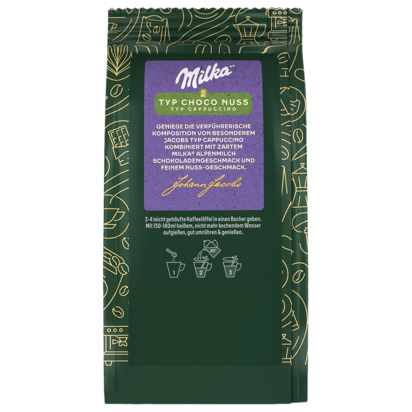 Milka Typ Choco Nuss Typ Cappuccino mit Johann Jacobs Schriftzug
