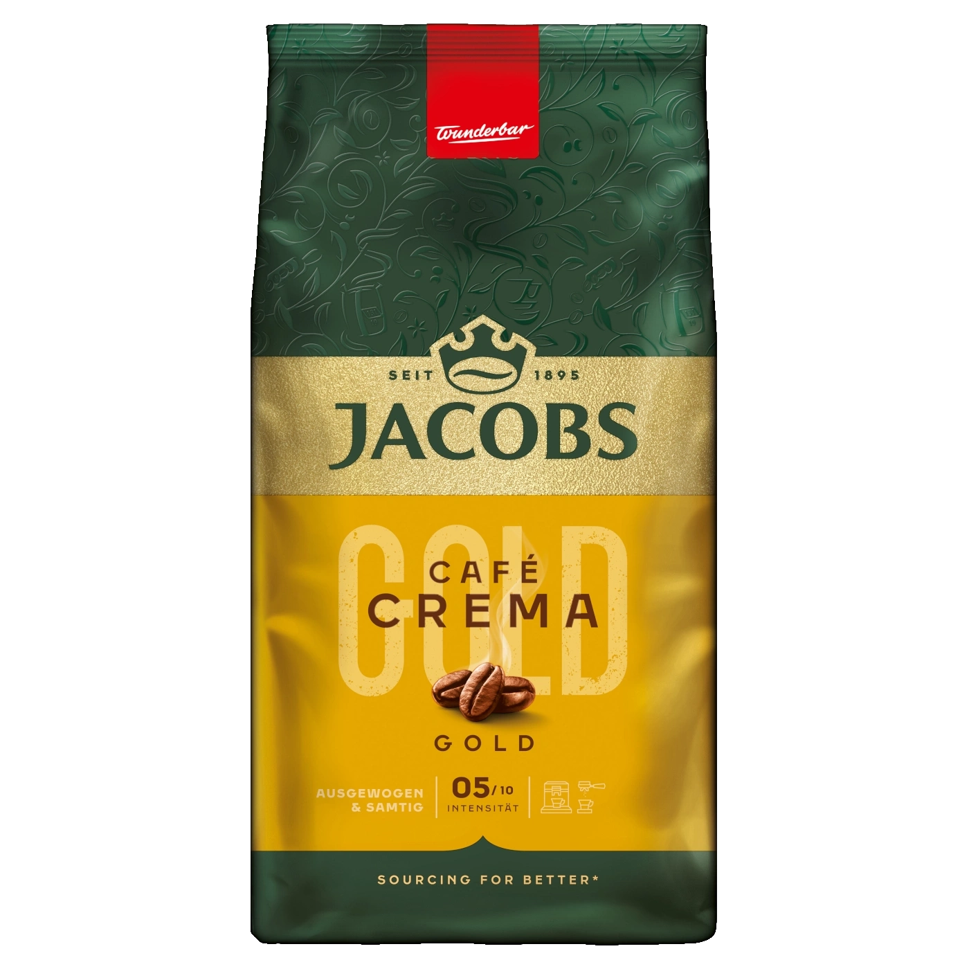 Jacobs Gold Café Crema Kaffeebohnen, 05/10 Intensität, Wunderbar