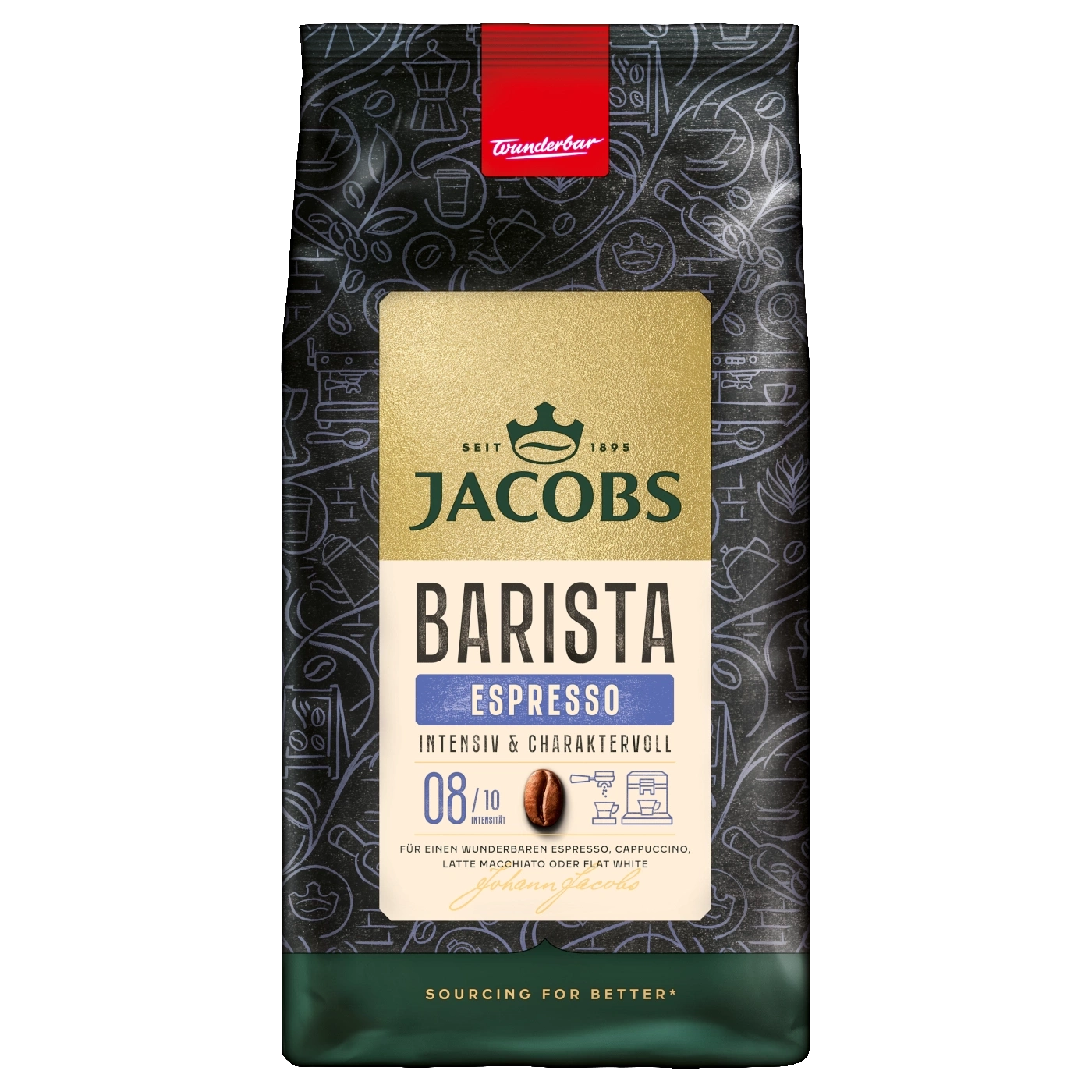 Jacobs Barista Espresso Kaffee, intensiv und charaktervoll, 08/10 Intensität
