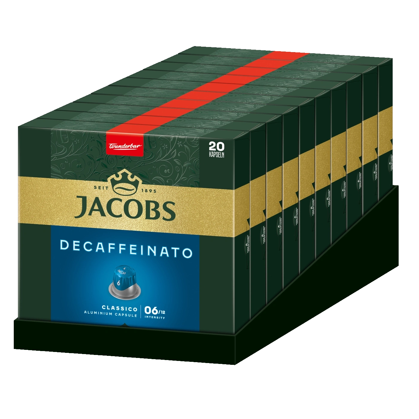 Jacobs Decaffeinato Kaffeekapseln, 20 Kapseln, Classico, Intensität 6
