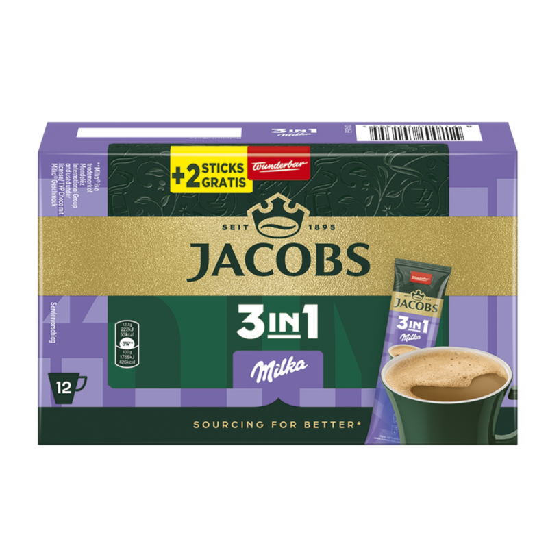 Jacobs 3in1 Milka 10+2 Löslicher Kaffee