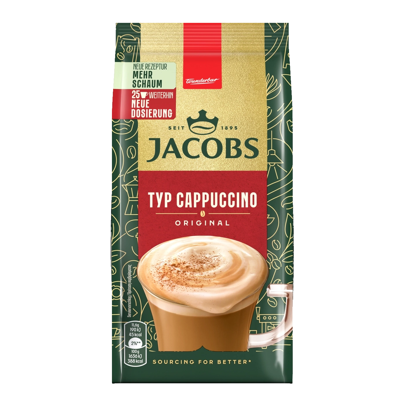 Jacobs Cappuccino Packung mit Schaum, Original, neue Dosierung, Wunderbar