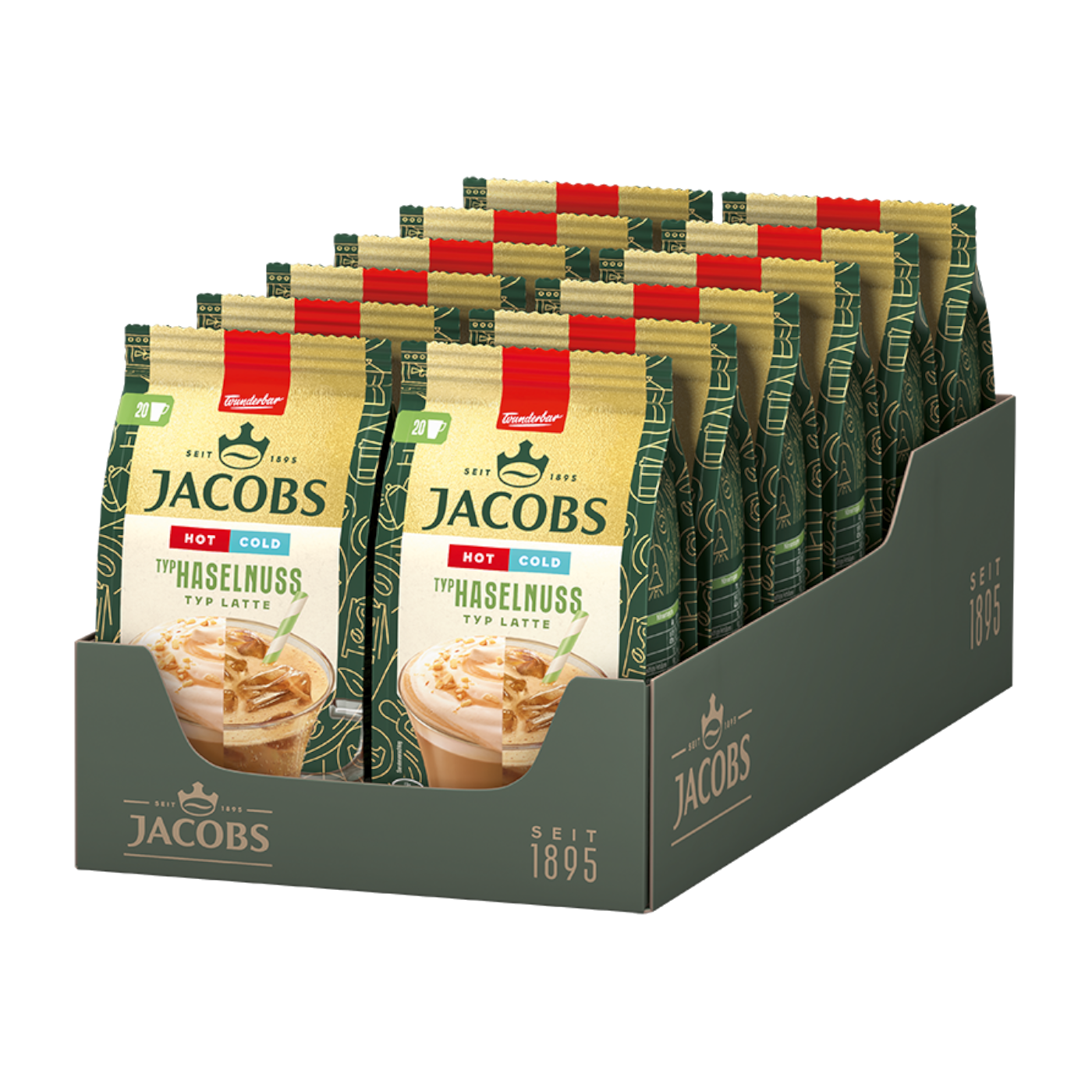 Jacobs Typ Haselnuss Latte Hot and Cold Löslicher Kaffee