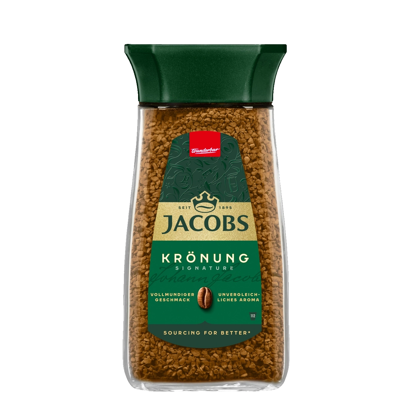 Jacobs Krönung Kaffee, Glasflasche, Instantkaffee, vollmundiger Geschmack, unvergleichliches Aroma
