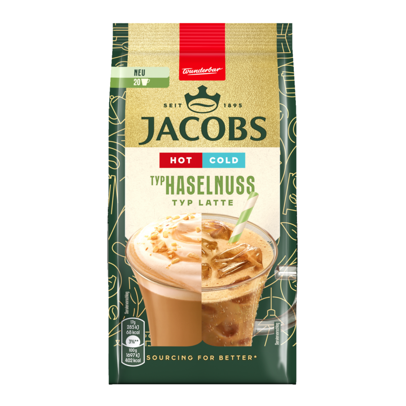 Jacobs Typ Haselnuss Latte Hot and Cold Löslicher Kaffee