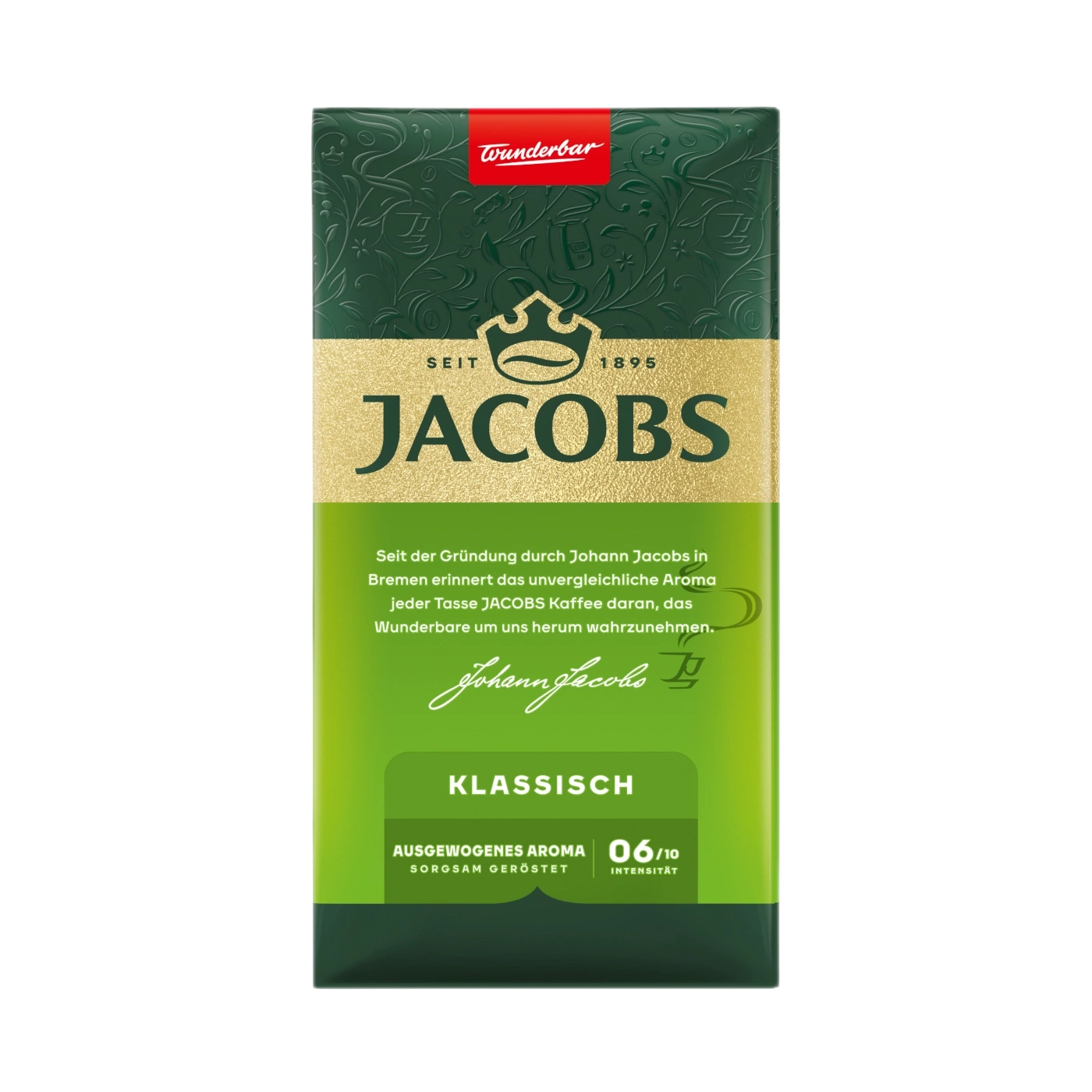 Jacobs Kaffee Verpackung mit "Klassisch" und Intensität 06/10