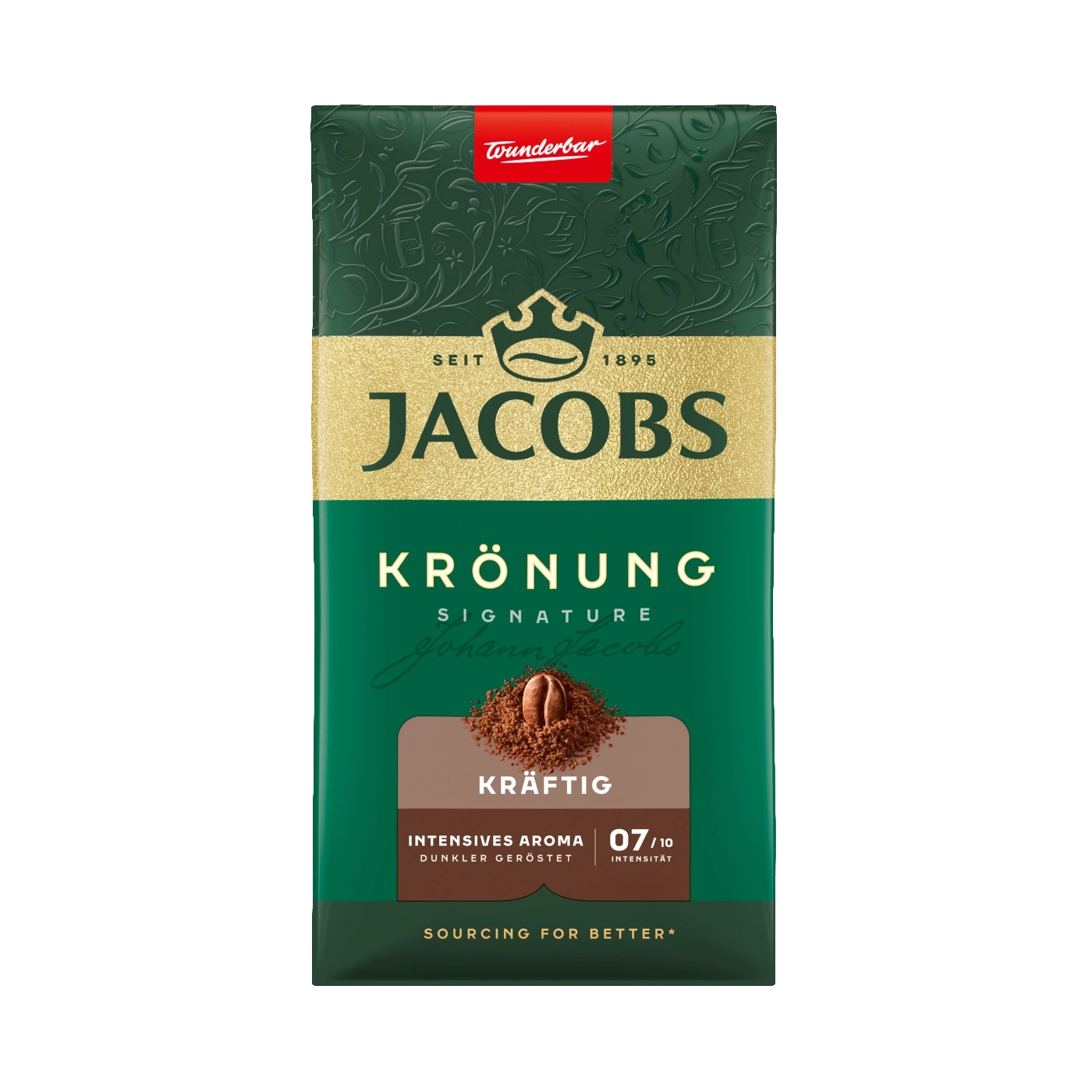 Jacobs Krönung Kaffee, dunkel geröstet, intensives Aroma, 07/10 Intensität, Wunderbar