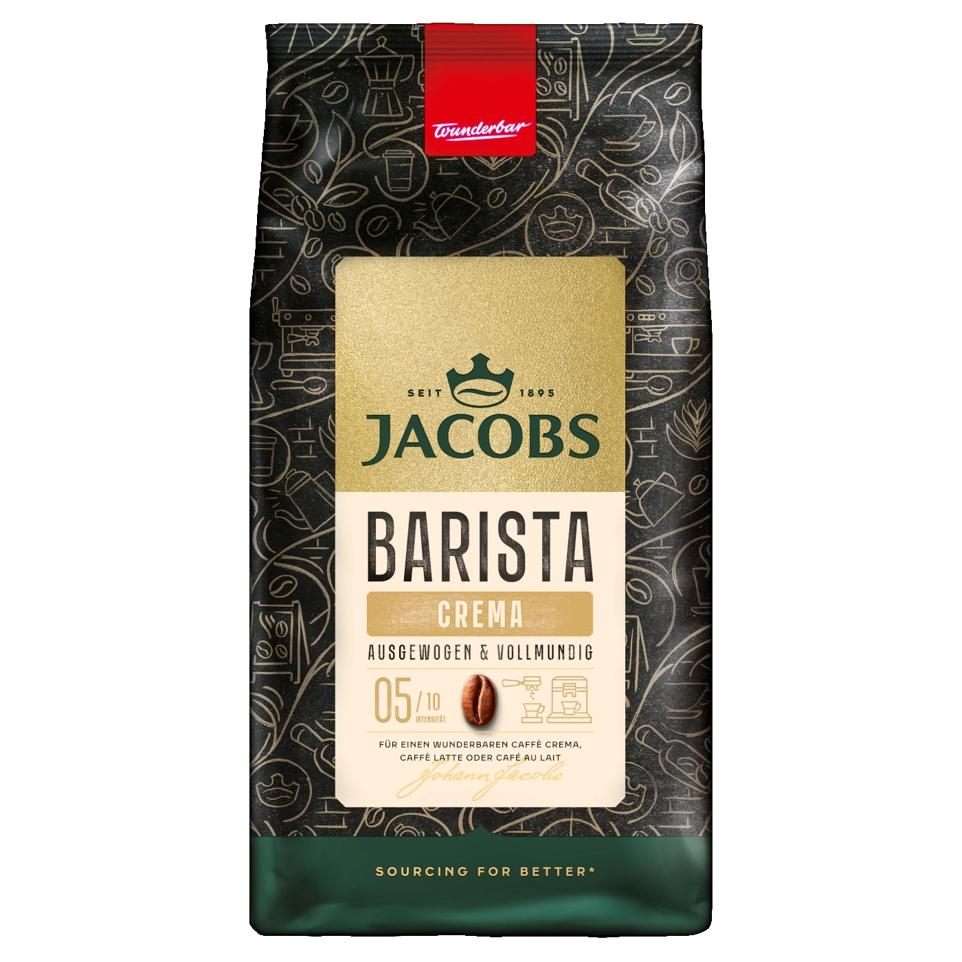 Kaffeepackung Jacobs Barista Crema, ausgewogen und vollmundig, Intensität 05/10, Wunderbar