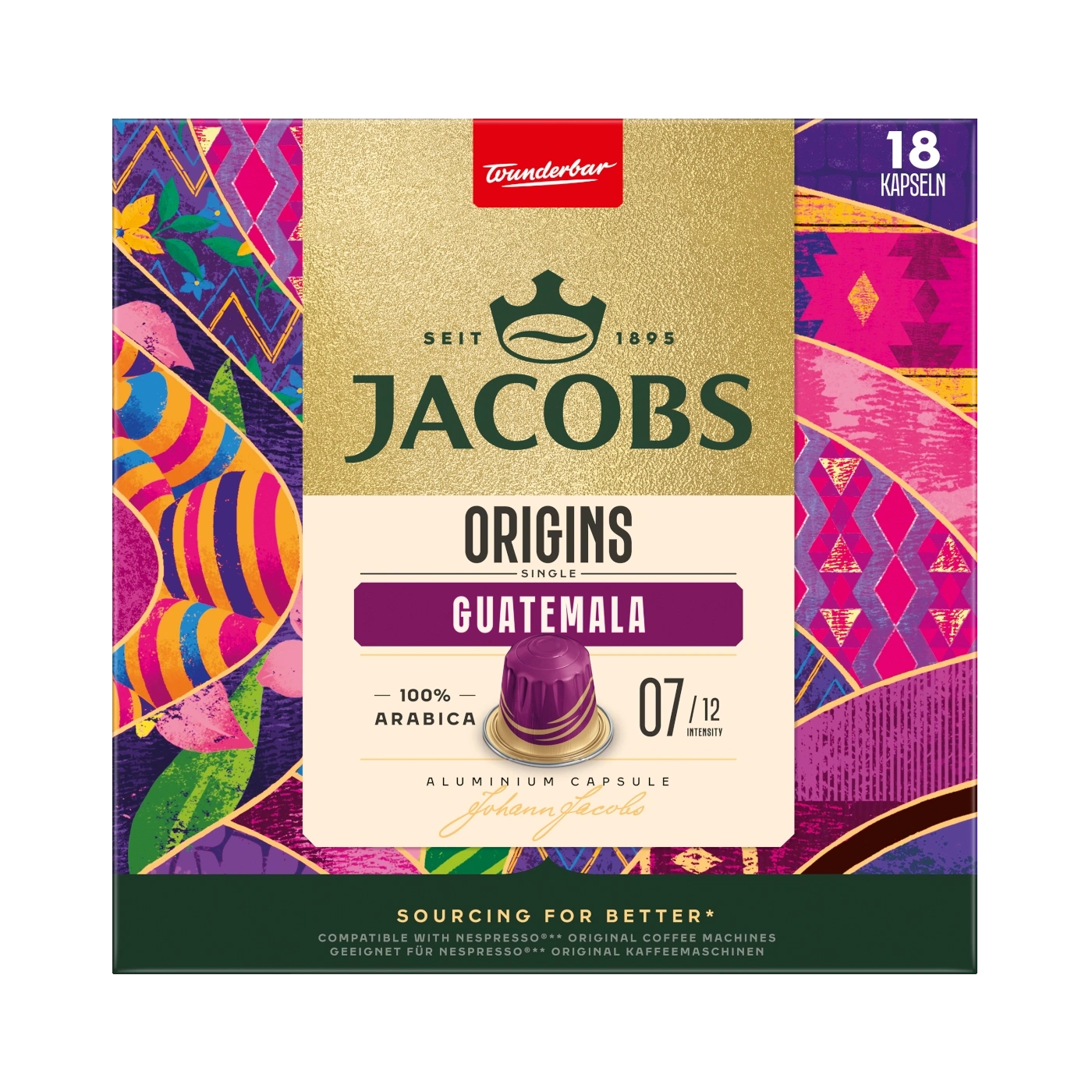 Jacobs Kaffee Kapseln, Guatemala, 18 Kapseln, 07/12 Intensität, Arabica