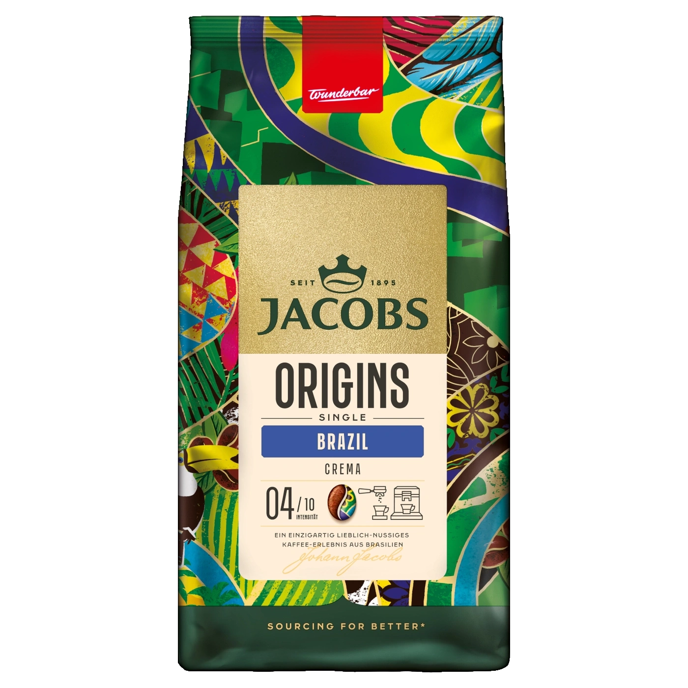 Kaffeepackung von Jacobs Origins, Brasilien, Crema, 04/10 Intensität, Wunderbar