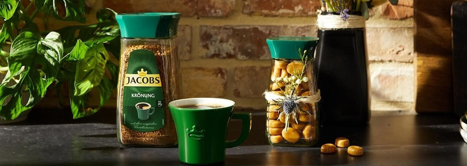 Kaffee, Gläser, Süßigkeiten, Pflanzen, Tasse, Dekoration, Küche, Stillleben, Jacobs Krönung