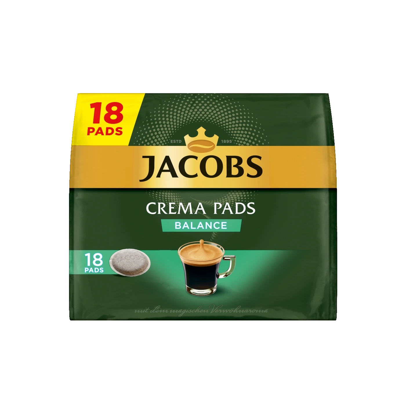 Jacobs Crema Pads, 18 Stück, Balance, Kaffee, mit magischem Verwöhnaroma