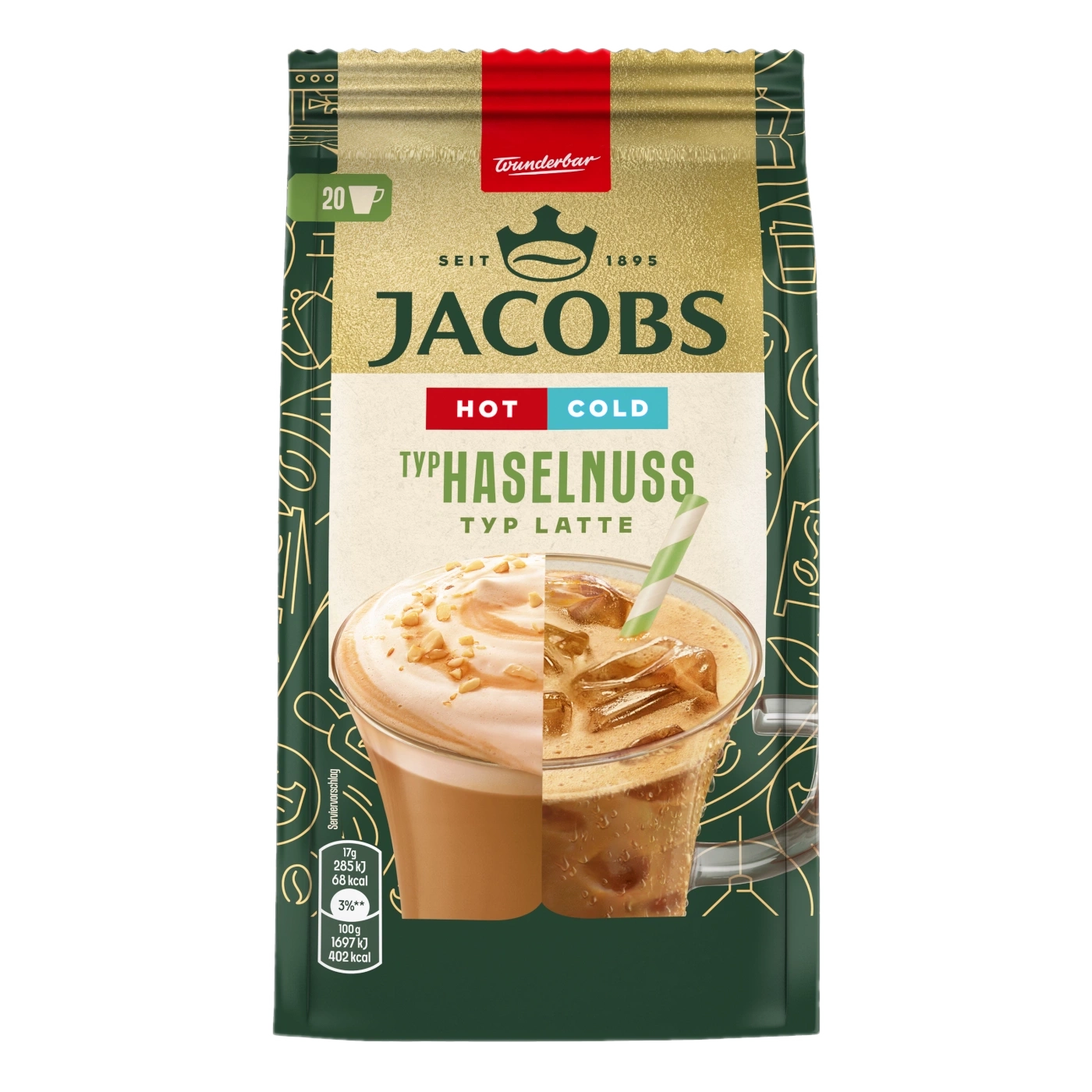 Jacobs Typ Haselnuss Latte Hot and Cold Löslicher Kaffee