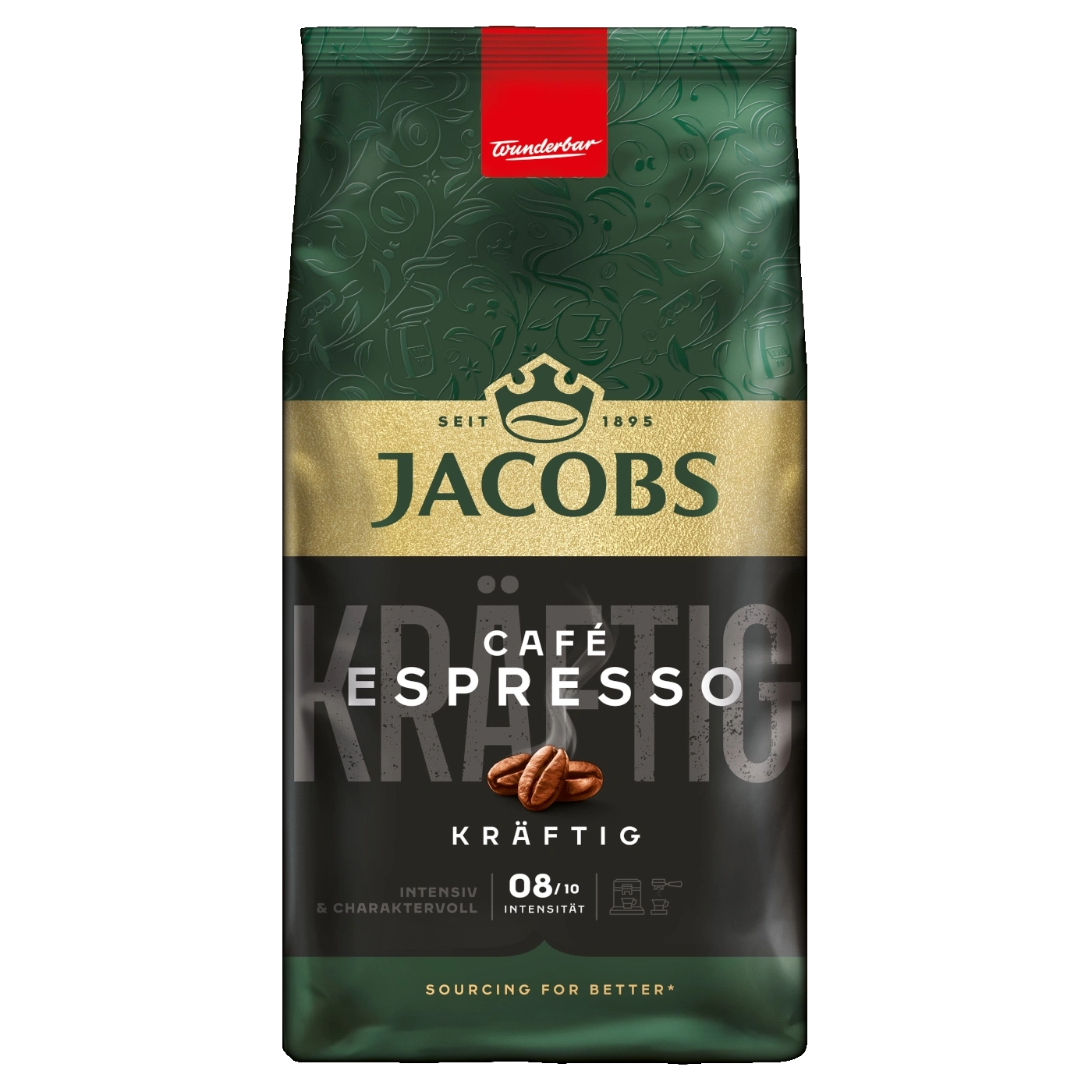 Jacobs Café Espresso, kräftig, intensiv, 08/10 Intensität, Kaffeebohnen, Wunderbar