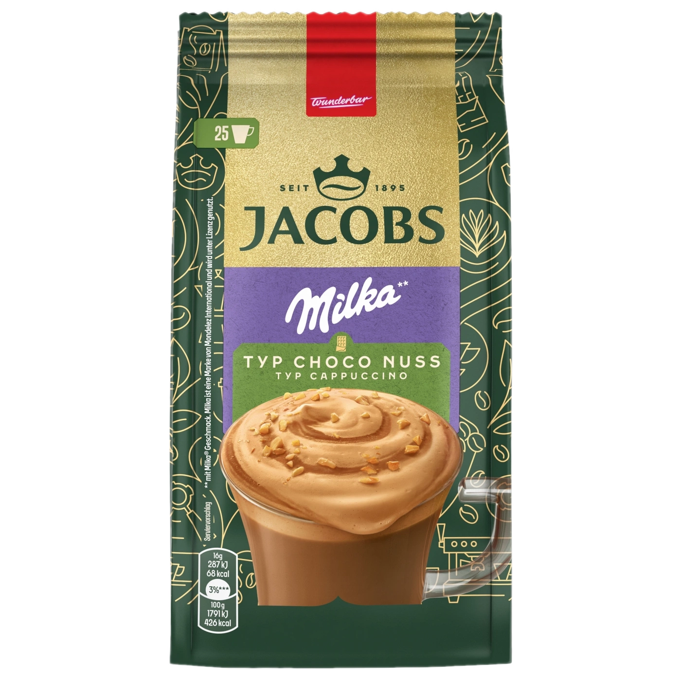 Jacobs Typ Choco Nuss Cappuccino Nachfüllbeutel Löslicher Kaffee