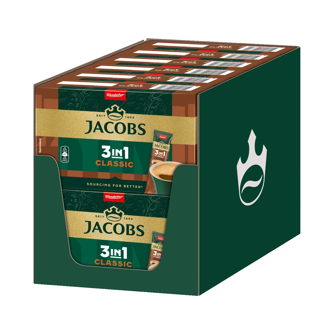 Jacobs 3in1 Classic Kaffee-Box, mit Logo und Schriftzug, dunkelgrün