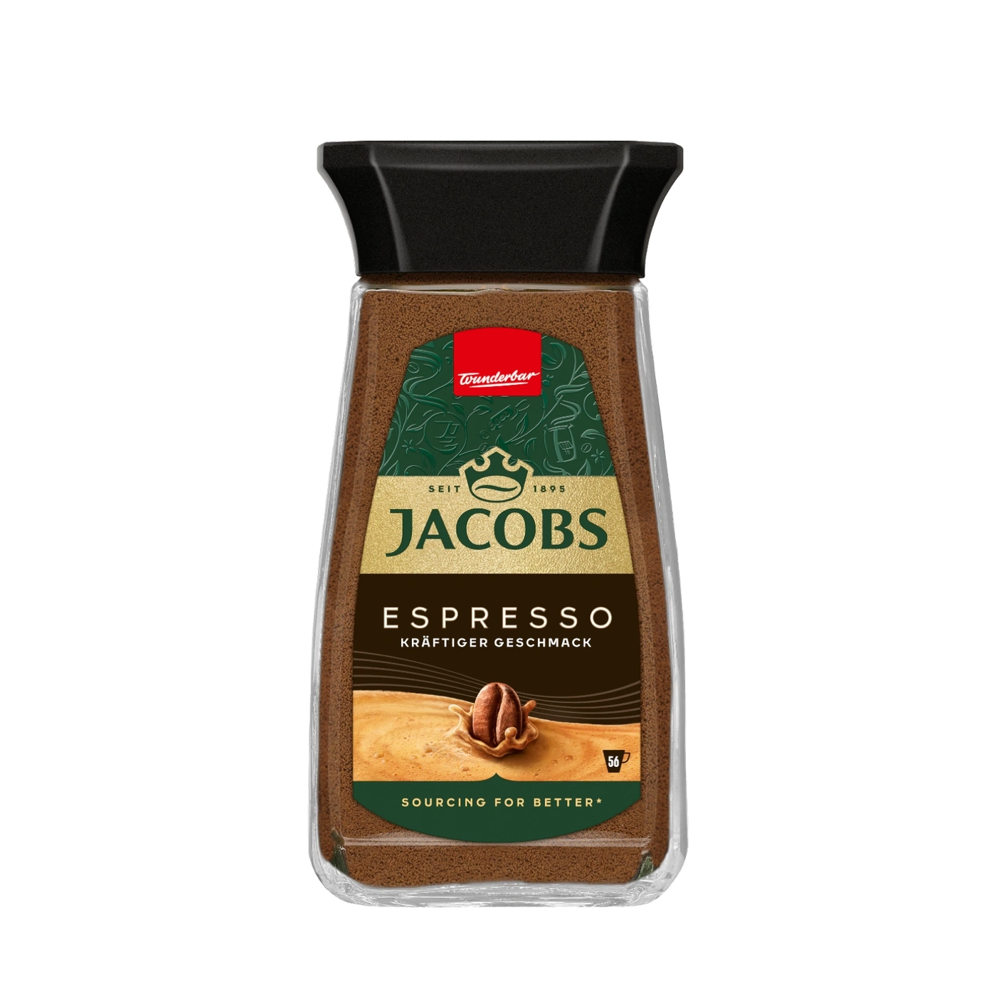 Jacobs Espresso Kaffee, Glas, braun, Espresso, starker Geschmack, Kaffee